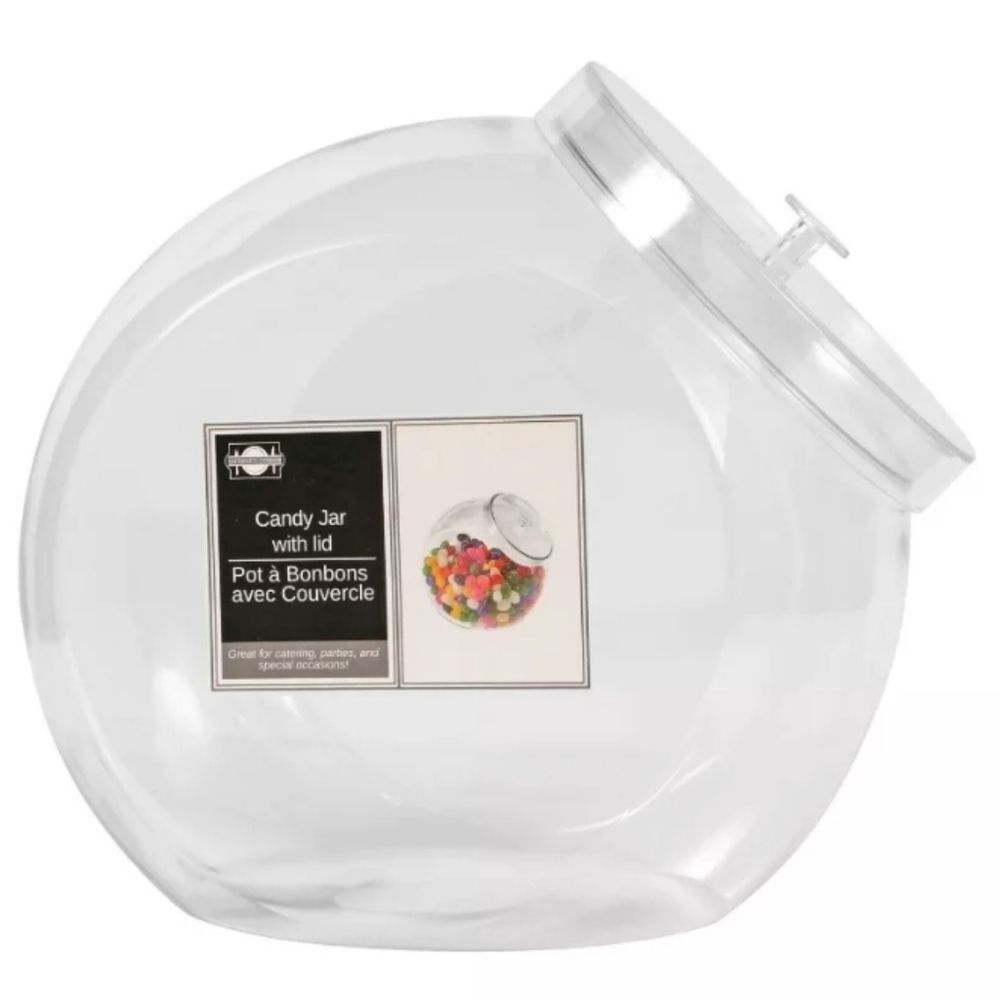 Caterer's Corner Clear Plastic Candy Jar with Lid  80 oz.